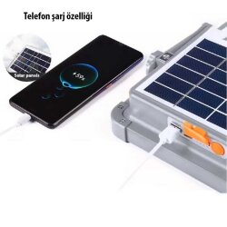 200W Taşınabilir Şarjlı Güneş Enerjili Solar Projektör 6400K - 5