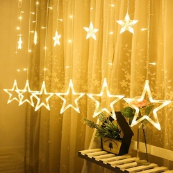 Dekoratif 2x1 Metre Animasyonlu Yıldızlı Saçak İp Perde Led Işık Aydınlatma GÜNIŞIĞI - 5