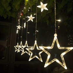 Dekoratif 2x1 Metre Animasyonlu Yıldızlı Saçak İp Perde Led Işık Aydınlatma GÜNIŞIĞI - 4