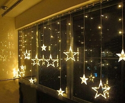 Dekoratif 2x1 Metre Animasyonlu Yıldızlı Saçak İp Perde Led Işık Aydınlatma GÜNIŞIĞI - 6