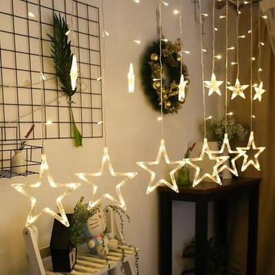 Dekoratif 2x1 Metre Animasyonlu Yıldızlı Saçak İp Perde Led Işık Aydınlatma GÜNIŞIĞI - 2