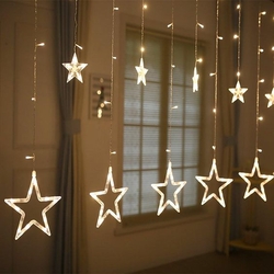 Dekoratif 2x1 Metre Animasyonlu Yıldızlı Saçak İp Perde Led Işık Aydınlatma GÜNIŞIĞI - 9
