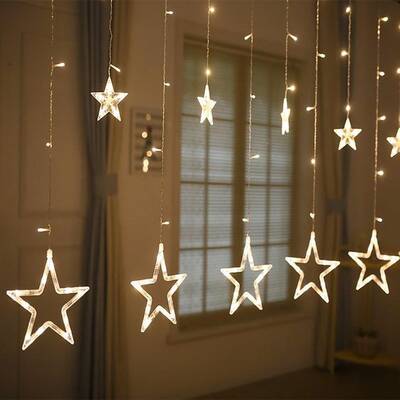 Dekoratif 2x1 Metre Animasyonlu Yıldızlı Saçak İp Perde Led Işık Aydınlatma GÜNIŞIĞI - 9