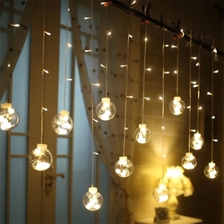 Dekoratif Işıklı Top Saçak İp Perde Led Aydınlatma Günışığı - 6
