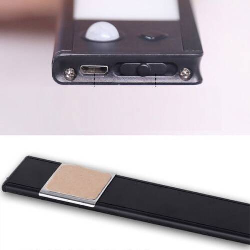 Sensörlü Şarjlı Mıknatıslı 3 Farklı Işık Renkli Dimmerli 40cm Siyah Led Aplik - 3